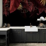  Foto tapeta - Jungle and composition - red and gold leaf motif on black background 150x105 | shoptok.hr