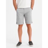Ombre Men's classic chino shorts with rolled up leg - grey Cijene