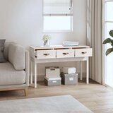 vidaXL Konzolna mizica bela 114x40x75 cm trdna borovina | Shoptok.si