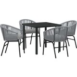 vidaXL 5-dijelni set vrtnih stolova u sivoj boji Poli ratan | shoptok.hr