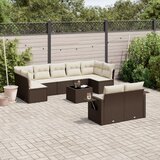  10-dijelni set vrtnih sofa od poliratana s jastucima smeđi | shoptok.hr
