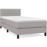 vidaXL Box spring postelja z vzmetnico svetlo siva 90x190 cm blago, (20791346) Cene