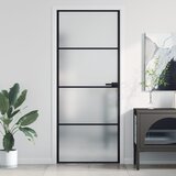 vidaXL Notranja vrata ozka črna 83x201,5 cm kaljeno steklo in aluminij | Shoptok.si