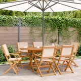 Maison Chic Zložljivi Vrtni Stoli - Stol za vrti 6 kosov bež blago in trden les JS3007, (21875905) | Shoptok.si