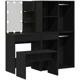 vidaXL set toaletnog stola s LED-om Crni hrast Inženjersko drvo, LED toaletni stol, crni hrast, 60x40x140 cm, izrađen od inženjerskog drveta, Crni hrastovani kozmetički ormar 80x40x75 cm izrađen od inženjerskog drveta, Crni hrastovni kozmetički ormar - 80x40x65 cm, izrađen od inženjerskog drveta, toaletna stolica crnog hrasta 70x35x45 cm izrađena od inženjerskog drveta | shoptok.hr