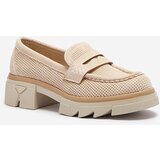 Resti Beige women's openwork moccasins on a solid sole Ejina - Footwear | shoptok.hr