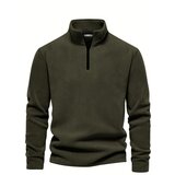Dewberry 49143 Half Zipper Stand Collar Mens Fleece-DARK KHAKI | Shoptok.si