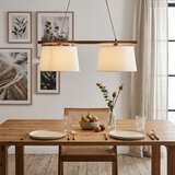 Luster na sajli AIDA 2xE27/15W/230V prečnik 35 cm hrast/krem | Eponuda.com