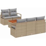  6-delni vrtni set kavčev z blazinami bež poli ratan akacija | Shoptok.si