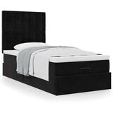 vidaXL Otomanski posteljni okvir z vzmetnicami črn 90x200cm žamet | Shoptok.si