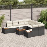 vidaXL Set vrtnih sofa od 9 kom. s jastučićima crni Poly Rattan Akacija | shoptok.hr