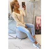 Kesi Braided sweater with V-neck beige | shoptok.hr