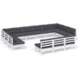 Maison Chic Seti vrtnega pohištva - Vrtna garnitura - Vrtni pohištvo set 13-delna z blazinami bela borovina, (21816153) | Shoptok.si