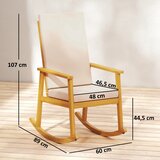  Ljuljačka stolica od akacijevog drva ljuljačka fotelja s visokim naslonom jastuk do 160 kg 60 x 89 x 107 cm bež | shoptok.hr