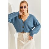 Bianco Lucci Women's Three-Button Corded Knitwear Cardigan Cene