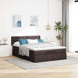vidaXL Otomanski posteljni okvir z vzmetnico rjav 140x200 cm blago | Shoptok.si