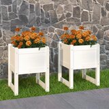Maison Chic Visoka greda - Greda - Cvetlični Lonec 2 kosa bela 40x40x52,5 cm trdna borovina, (21789584) | Shoptok.si