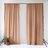 Linen Tales Rožnata/rjava lanena zavesa 140x200 cm Cafe Creme – Cene