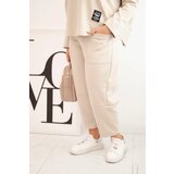 Kesi Włoski Plus Size women's set butter sweatshirt and pants with pockets beige | shoptok.hr