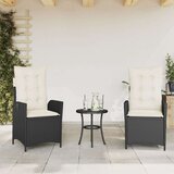  3-dijelni bistro set s jastucima crni od poliratana - Crna i krem 1 | shoptok.hr