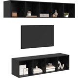 vidaXL Set TV komoda s pohranom 4 pcs Crni hrast 37 x 37 x 142.5 cm | shoptok.hr