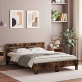 vidaXL Posteljni okvir z vzglavjem dimljen hrast 140x200 cm inž. les | Shoptok.si
