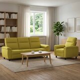  Set sofe 2 pcs Svijetlo zelena Tkanina - Svijetlo zelena 1 sjedalo + trosjed | shoptok.hr