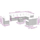 vidaXL Vrtna sedežna garnitura 11-delna z blazinami bež poli ratan | Shoptok.si