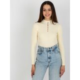 Fashion Hunters Cream fitted ribbed blouse Cene