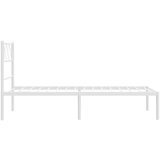 Metalni Kovinski posteljni okvir z vzglavjem bel 100x190 cm | Shoptok.si
