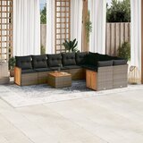 vidaXL 10-dijelni set vrtnih sofa od poliratana s jastucima sivi | shoptok.hr
