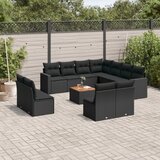  12-dijelni set vrtnih sofa od poliratana s jastucima crni | shoptok.hr