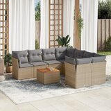 Maison Chic Seti vrtnega pohištva - Vrtna garnitura 9-delna z blazinami bež poli ratan, (21796142) | Shoptok.si