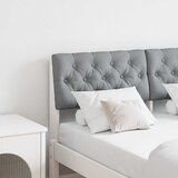 vidaXL Tapecirano vzglavje Svetlo siva 120 cm Masivno borovo les | Shoptok.si
