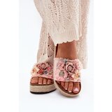Boto Ladies Platform Sandals With Braiding And Flowers Pink Chellia | shoptok.hr