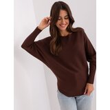 Fashion Hunters Dark brown women's oversize sweater made of viscose | Shoptok.si