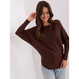 Fashion Hunters Dark brown women's oversize sweater made of viscose Cene