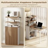  Sklopivi stol kuhinjski stol s 4 police računalni stol radni stol stol za laptop 105 x 60 x 127 cm prirodno drvo | shoptok.hr