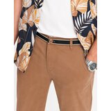 Ombre Men's chino pants with decorative waistband - brown | Shoptok.si