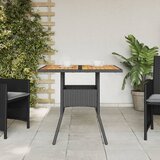  Vrtni stol s pločom od drva bagrema crni 80x80x75 cm poliratan | shoptok.hr