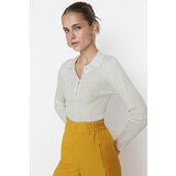 Trendyol Ecru Polo Collar Corduroy Knitwear Sweater | Shoptok.si