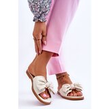 EVENTO PE1 Women's Leather Slippers With Bow White Becky | shoptok.hr
