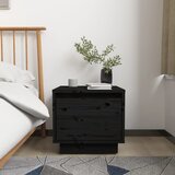 vidaXL Nočna omarica črna 35x34x32 cm trdna borovina Cene