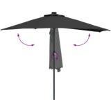 vidaXL Vrtni dežnik Črna 294 x 150 x 224 cm blago | Shoptok.si