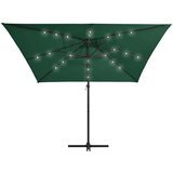 In Stranski senčnik LED luči in kovinski drog 250x250 cm zelen | Shoptok.si