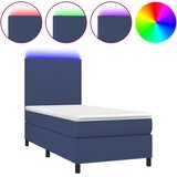  Krevet box spring s madracem LED plavi 90x200 cm od tkanine | shoptok.hr