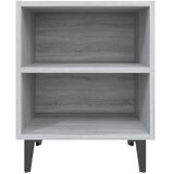  Noćni ormarić s metalnim nogama boja sivog hrasta 40x30x50 cm | shoptok.hr