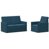  Set sofe 2 pcs Plava Baršun - Plava 1-Sjedalo + 2-Sjedalo (120 cm) | shoptok.hr