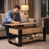 Modern Home stolić za kavu s podiznom i proširivom pločom 90 cm, spremnik za pohranu, polica, sonoma hrast | shoptok.hr