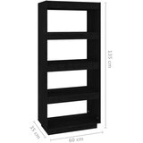 vidaXL Ormarić za knjige / sobna pregrada crni 60x35x135 cm borovina | shoptok.hr